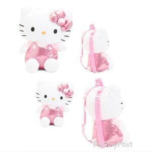 Hello Kitty Pink and White Plush Backpack